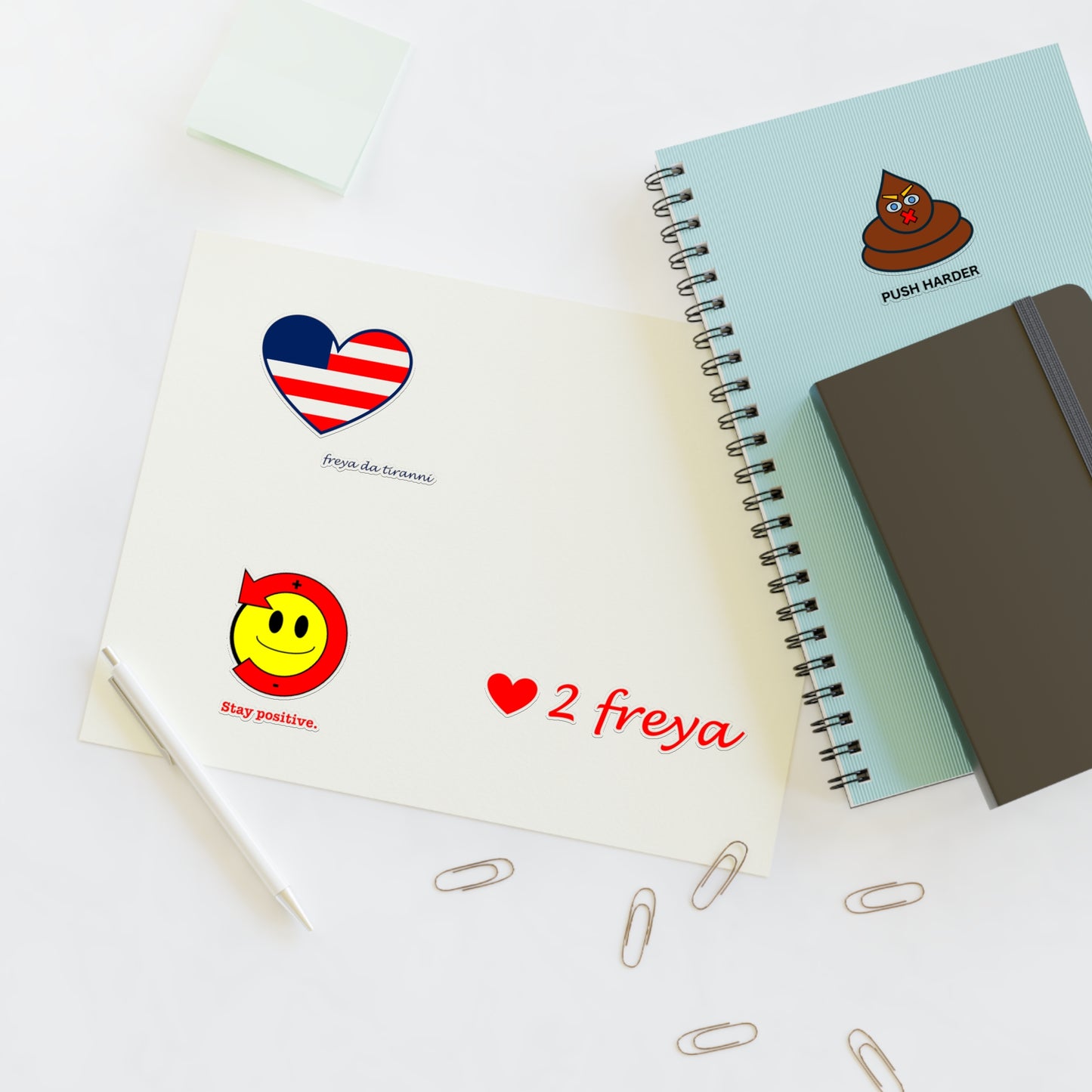 FDT Sticker Collection - Freedom Heart, Stay Positive, Push Harder, Love to Freya