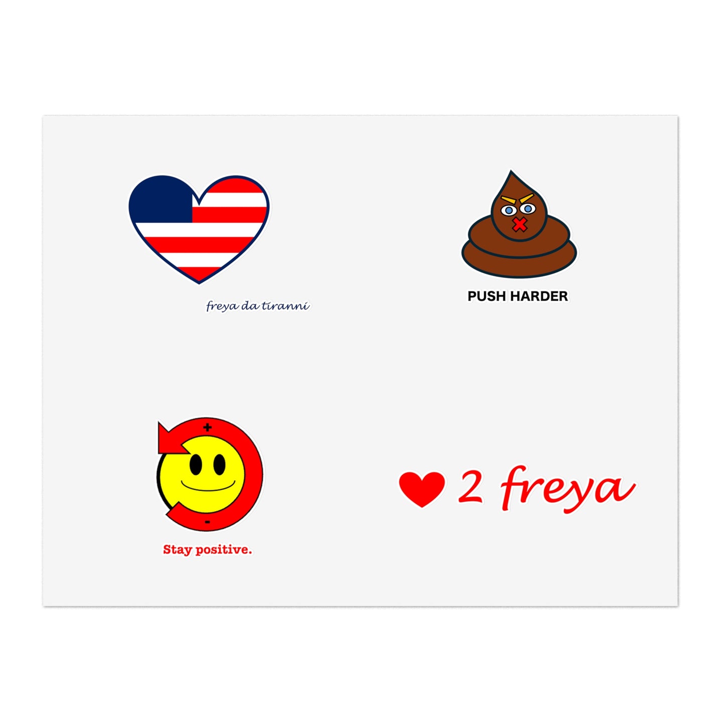 FDT Sticker Collection - Freedom Heart, Stay Positive, Push Harder, Love to Freya