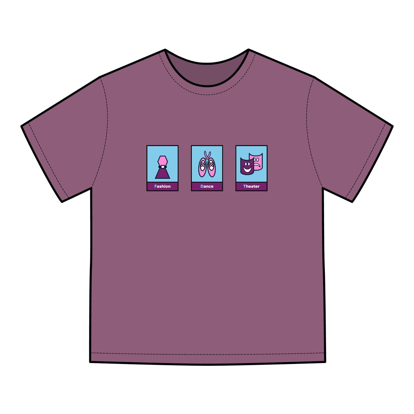 FDT Signature Collection - Fine Arts T-Shirt - Pink & Purple Design - Hanes Comfort Wash, Short-Sleeve, Black Text