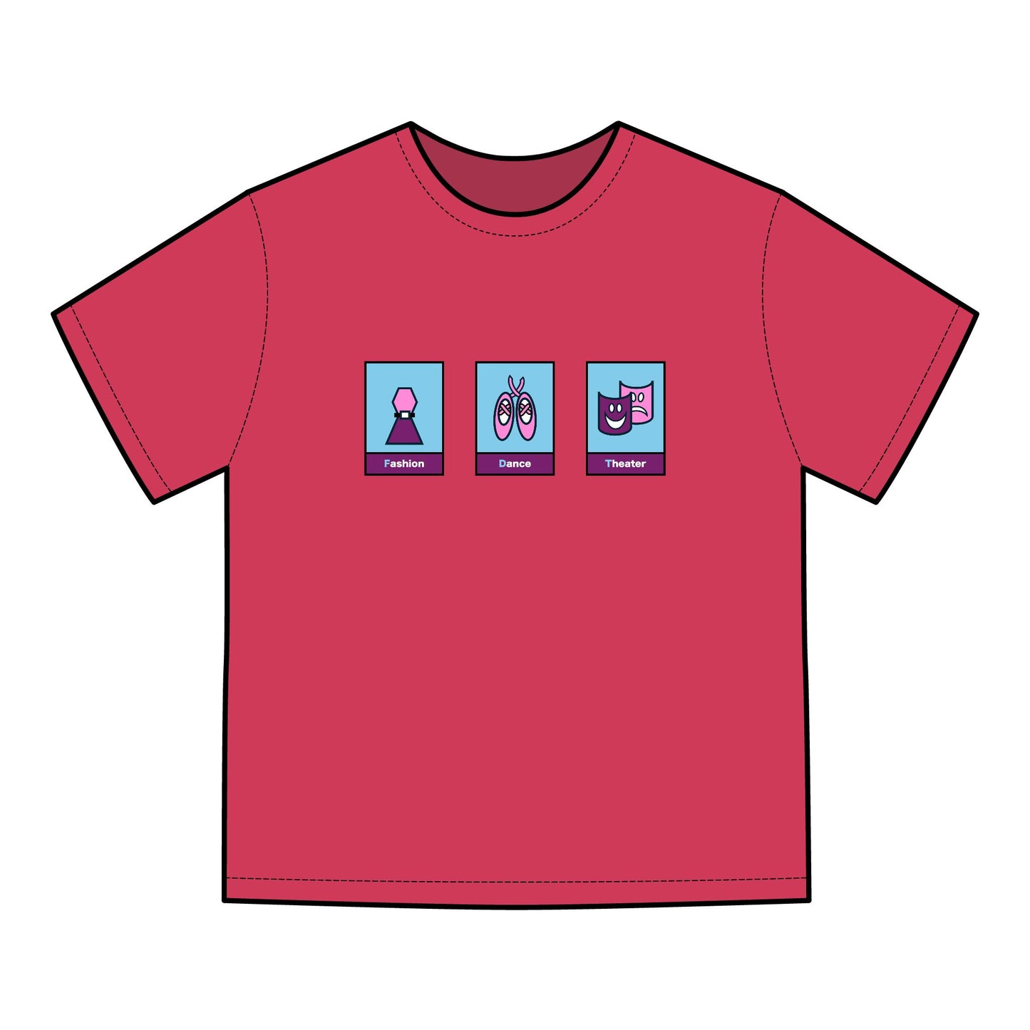 FDT Signature Collection - Fine Arts T-Shirt - Pink & Purple Design - Hanes Comfort Wash, Short-Sleeve, Black Text