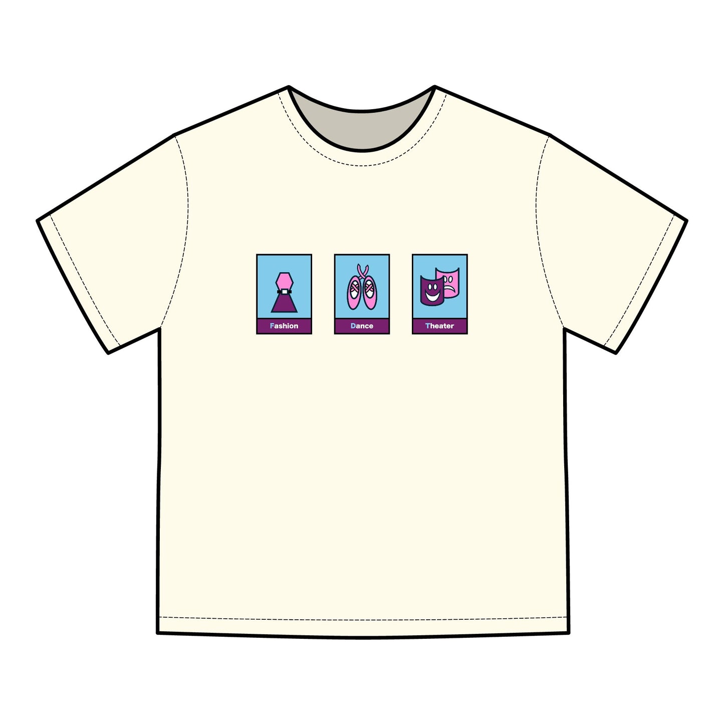 FDT Signature Collection - Fine Arts T-Shirt - Pink & Purple Design - Hanes Comfort Wash, Short-Sleeve, Black Text