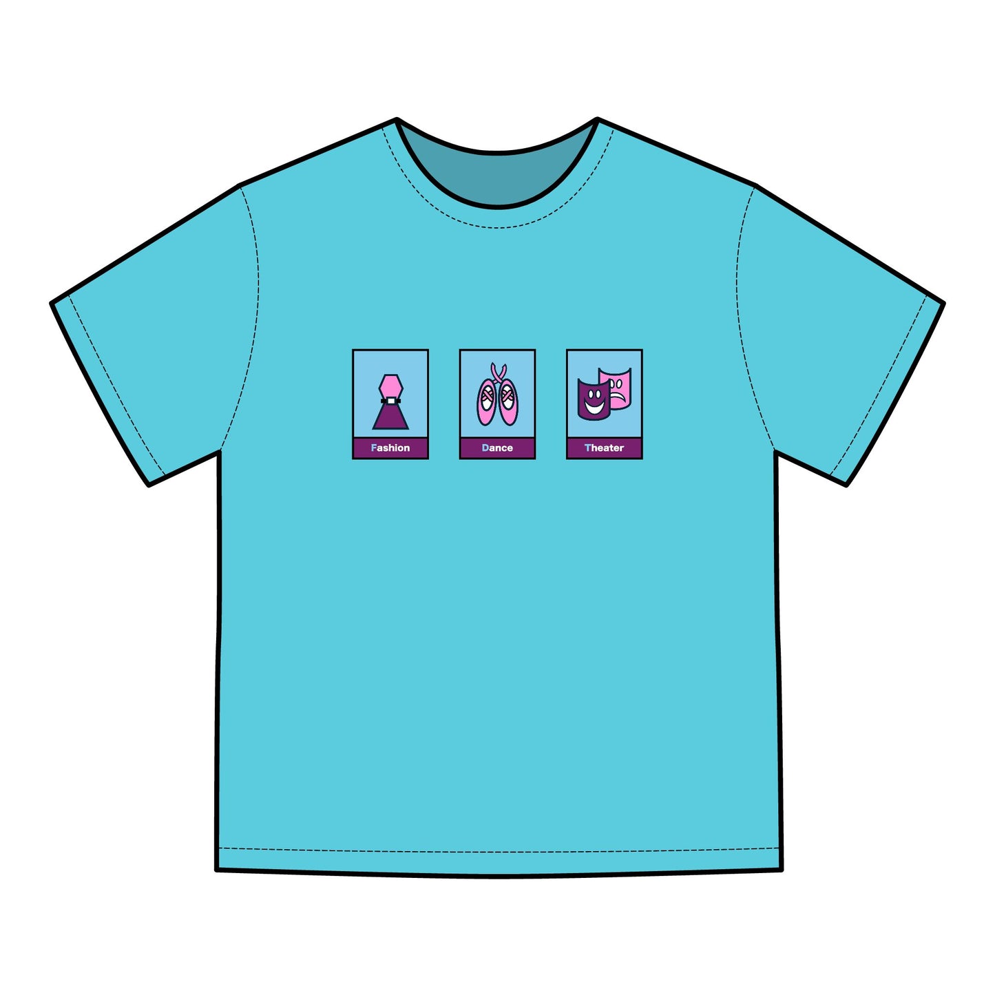 FDT Signature Collection - Fine Arts T-Shirt - Pink & Purple Design - Hanes Comfort Wash, Short-Sleeve, Black Text