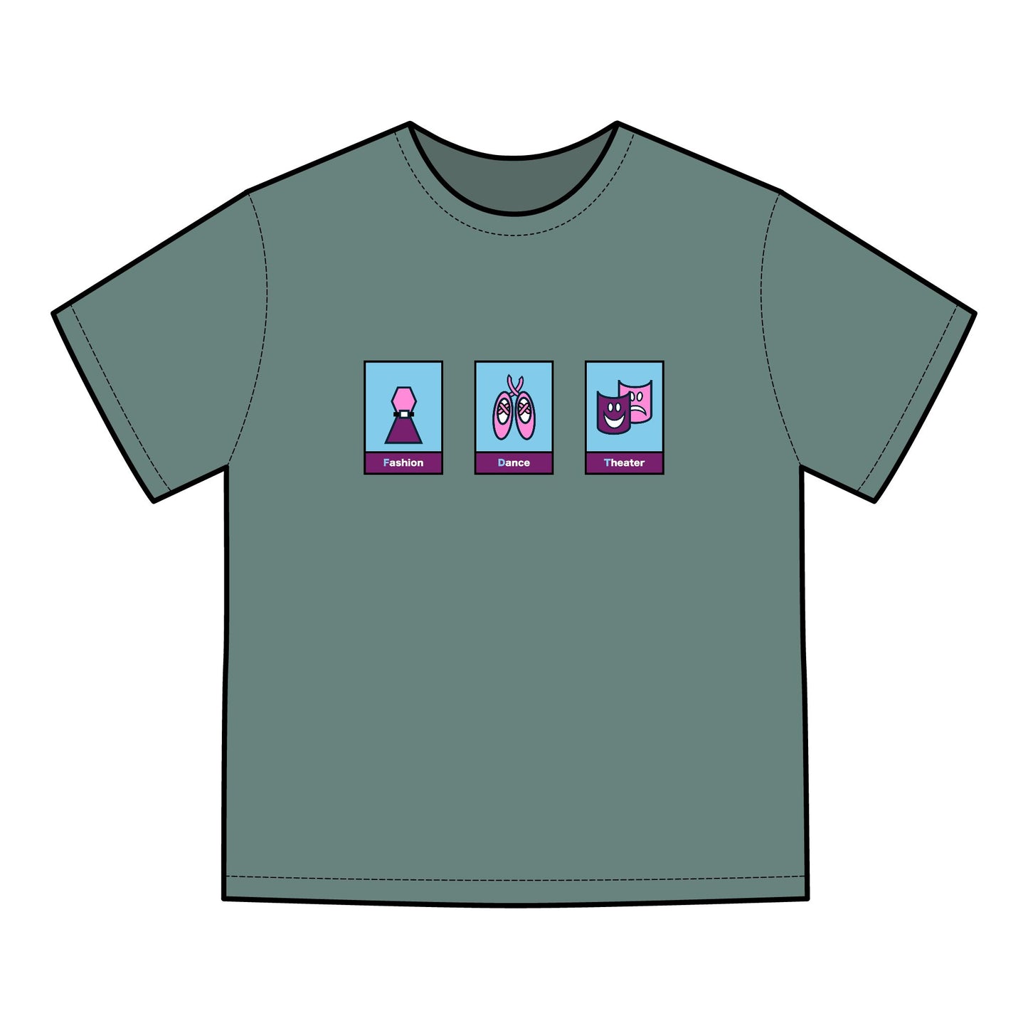 FDT Signature Collection - Fine Arts T-Shirt - Pink & Purple Design - Hanes Comfort Wash, Short-Sleeve, Black Text