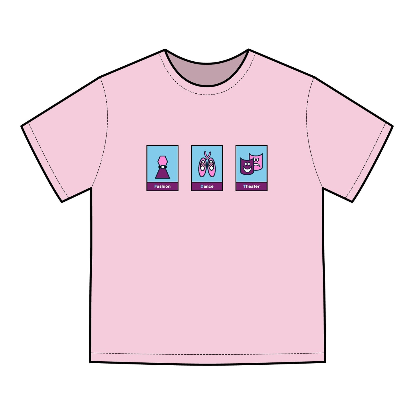 FDT Signature Collection - Fine Arts T-Shirt - Pink & Purple Design - Hanes Comfort Wash, Short-Sleeve, Black Text