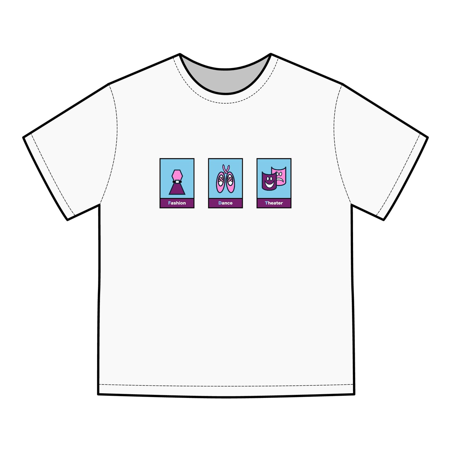 FDT Signature Collection - Fine Arts T-Shirt - Pink & Purple Design - Hanes Comfort Wash, Short-Sleeve, Black Text