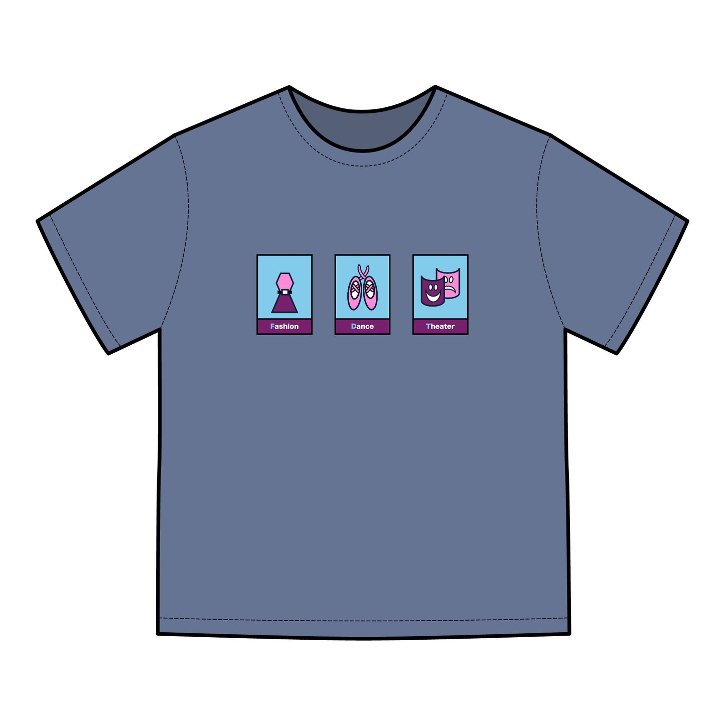 FDT Signature Collection - Fine Arts T-Shirt - Pink & Purple Design - Hanes Comfort Wash, Short-Sleeve, Black Text