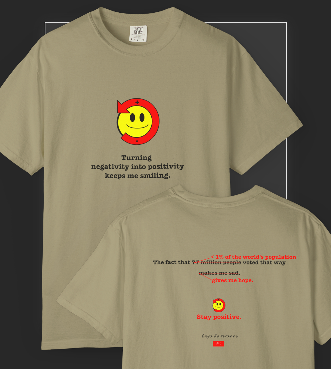 FDT Stay Positive Voter Hope T-Shirt - Comfort Colors, Short-Sleeve, Black Text