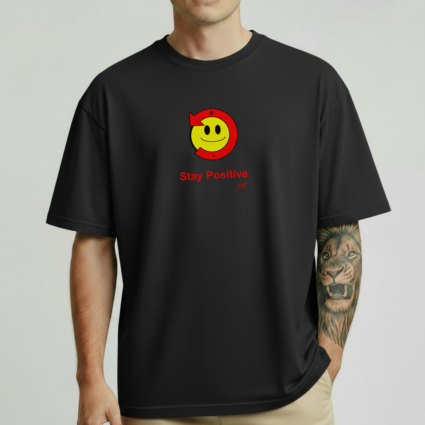 Stay Positive "Poz" Smiley Face Comfort Colors Tshirt with fdt initials