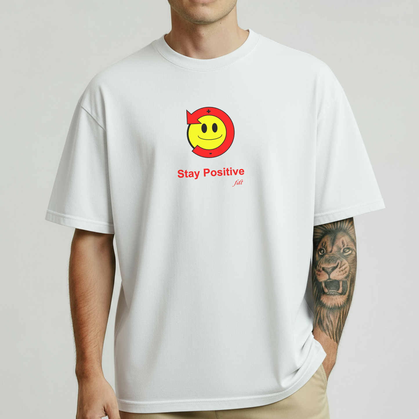 Stay Positive "Poz" Smiley Face Comfort Colors Tshirt with fdt initials