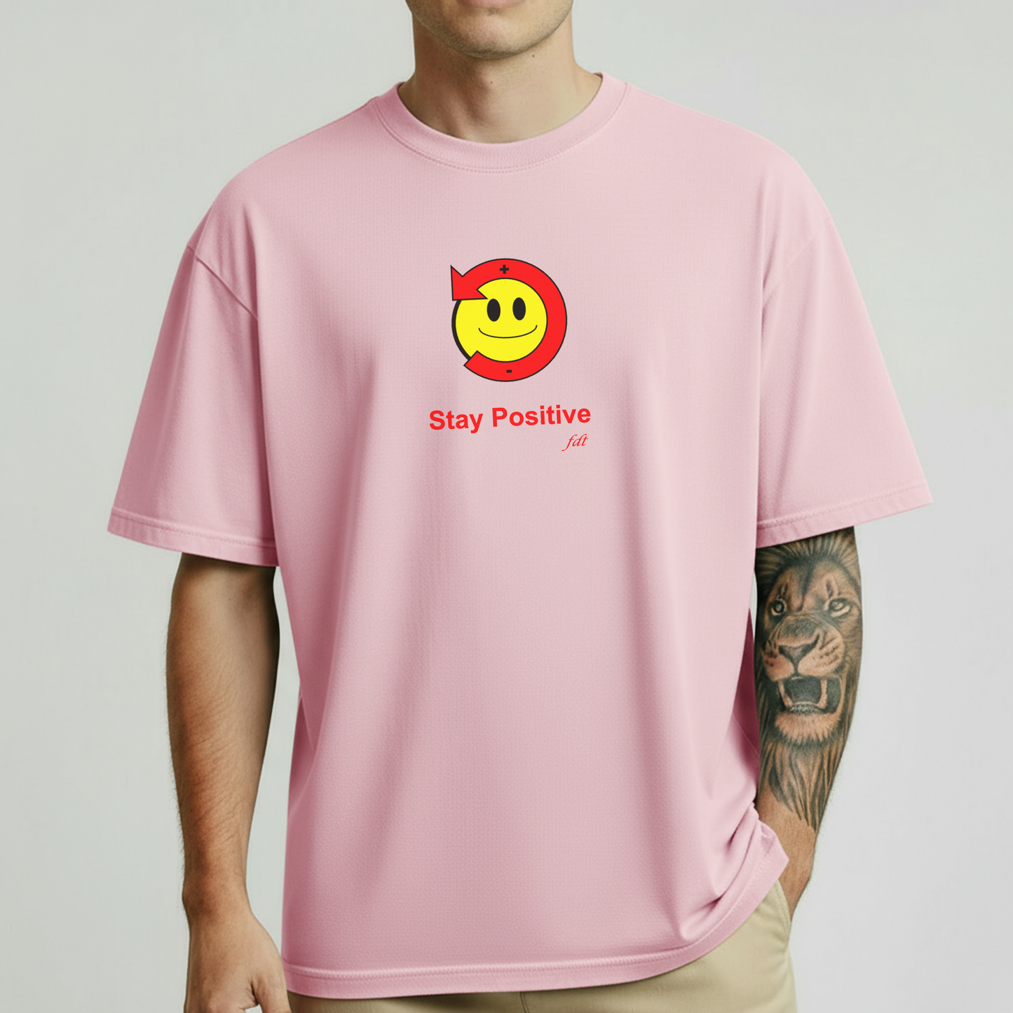 Stay Positive "Poz" Smiley Face Comfort Colors Tshirt with fdt initials