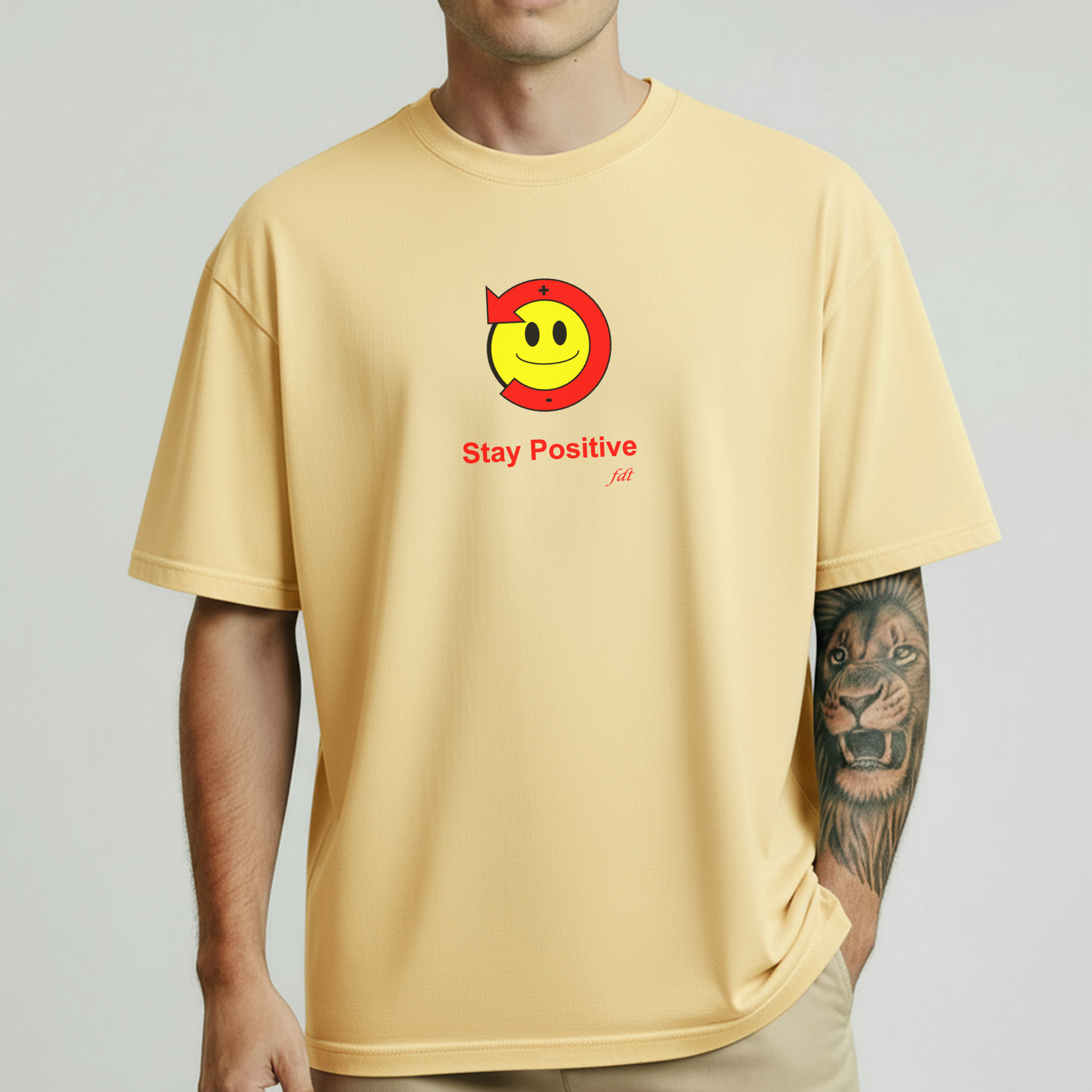 Stay Positive "Poz" Smiley Face Comfort Colors Tshirt with fdt initials