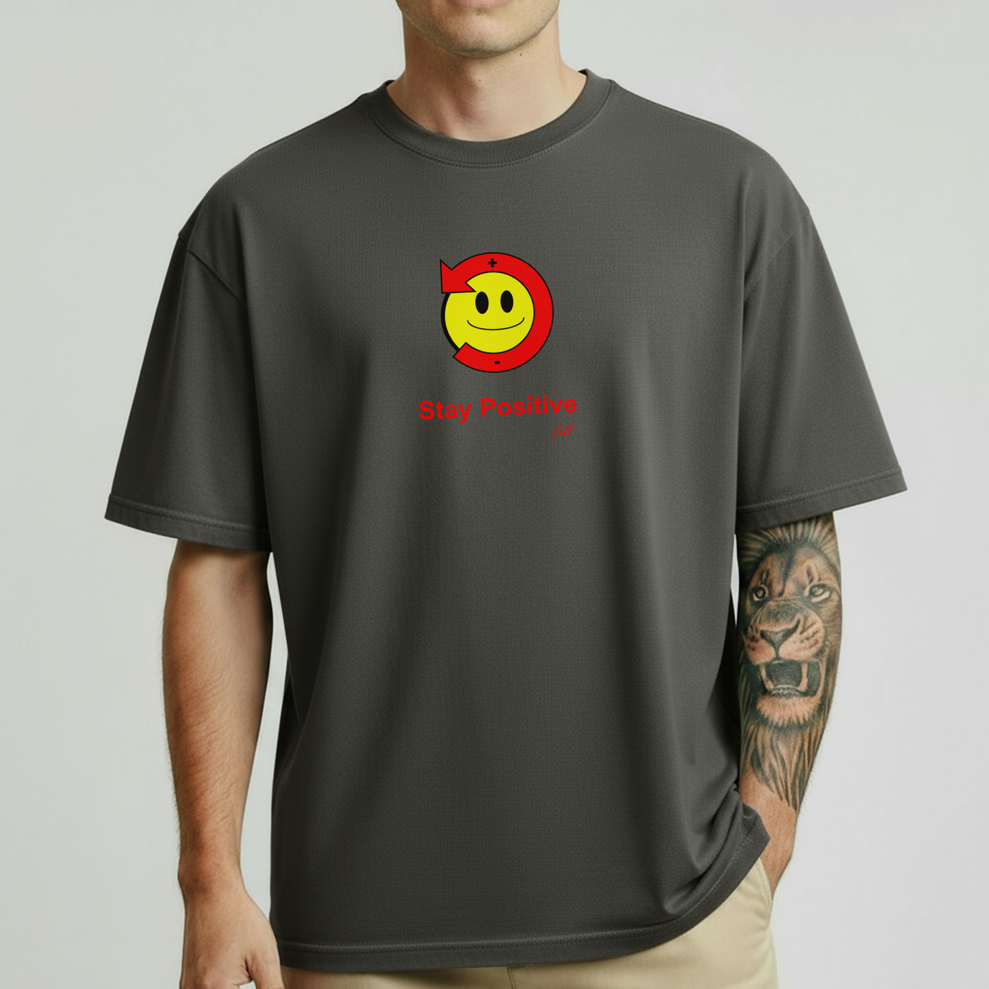 Stay Positive "Poz" Smiley Face Comfort Colors Tshirt with fdt initials