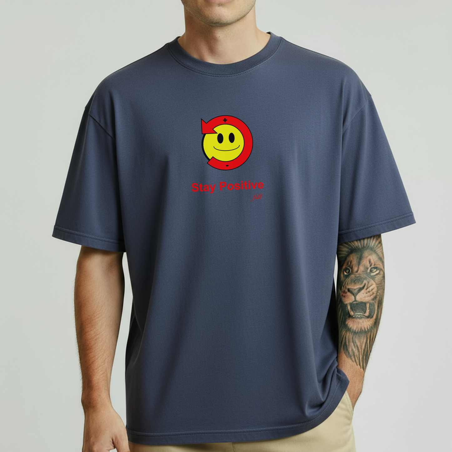 Stay Positive "Poz" Smiley Face Comfort Colors Tshirt with fdt initials