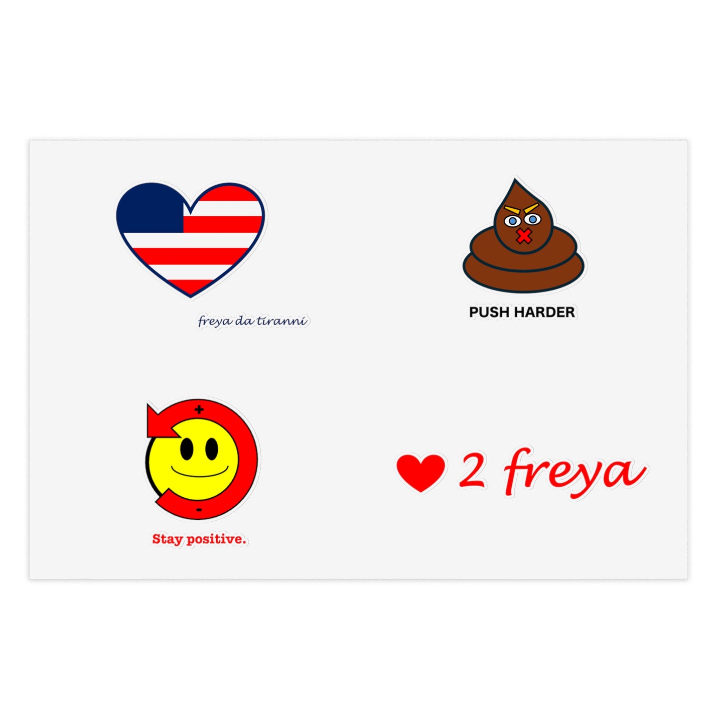 FDT Sticker Collection - Freedom Heart, Stay Positive, Push Harder, Love to Freya
