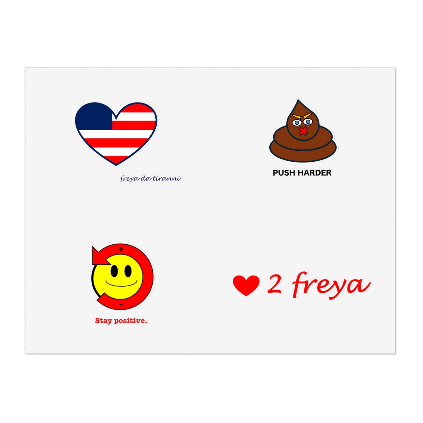 FDT Sticker Collection - Freedom Heart, Stay Positive, Push Harder, Love to Freya