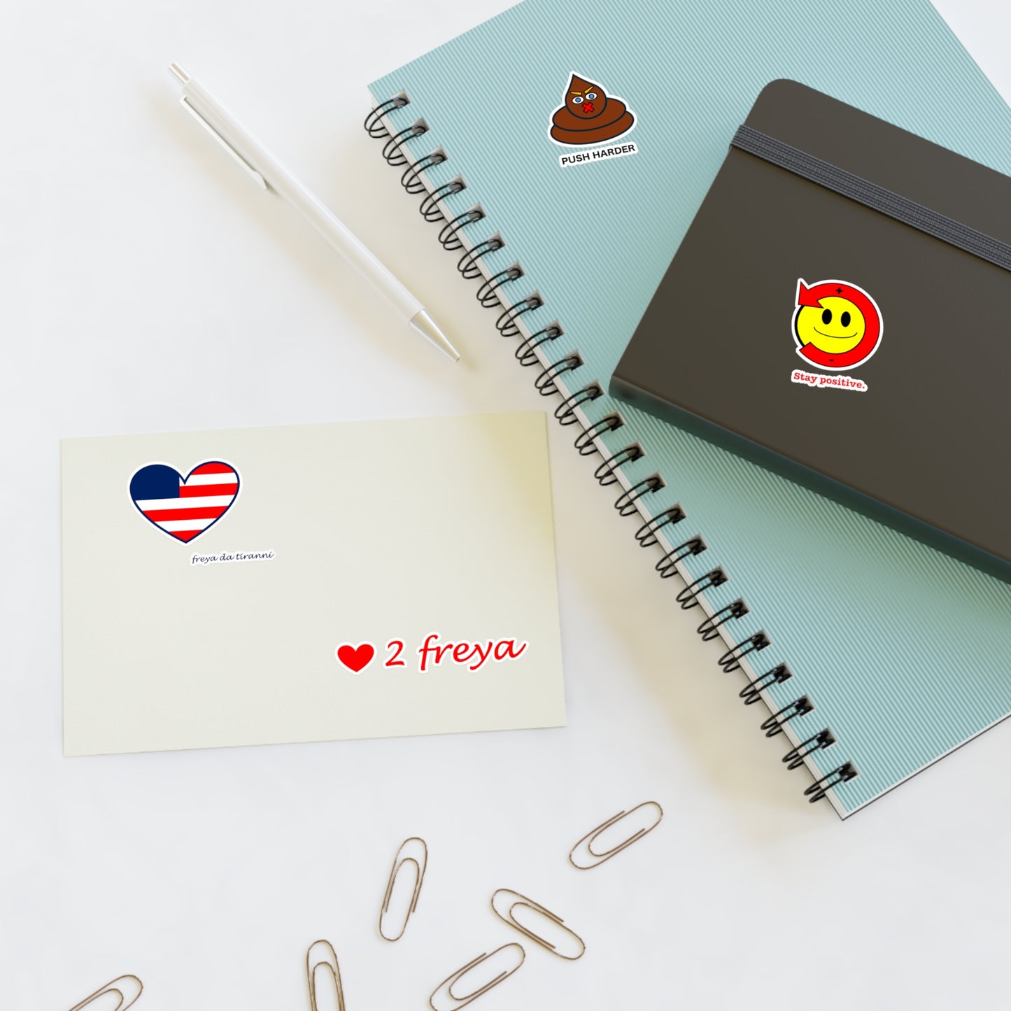 FDT Sticker Collection - Freedom Heart, Stay Positive, Push Harder, Love to Freya