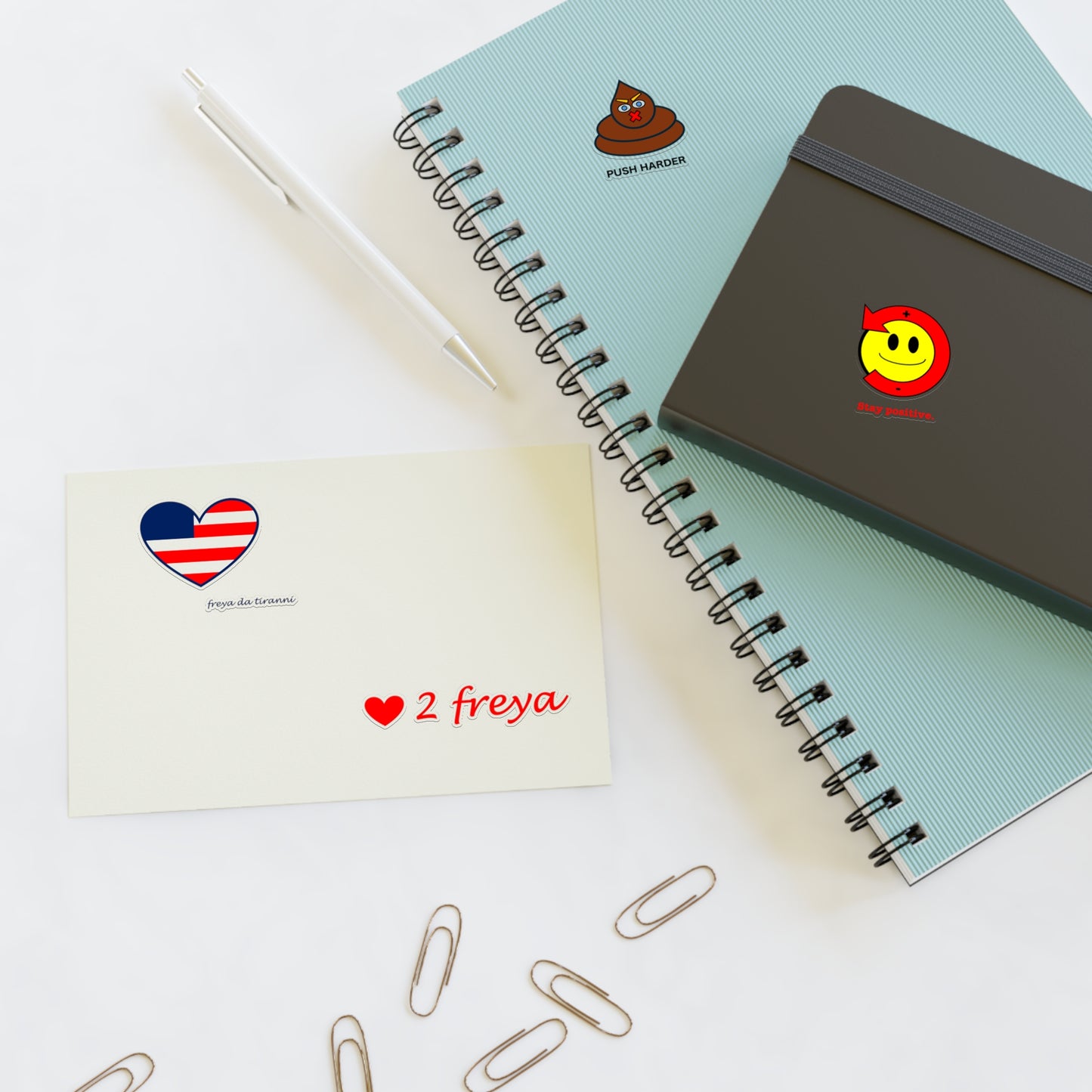 FDT Sticker Collection - Freedom Heart, Stay Positive, Push Harder, Love to Freya