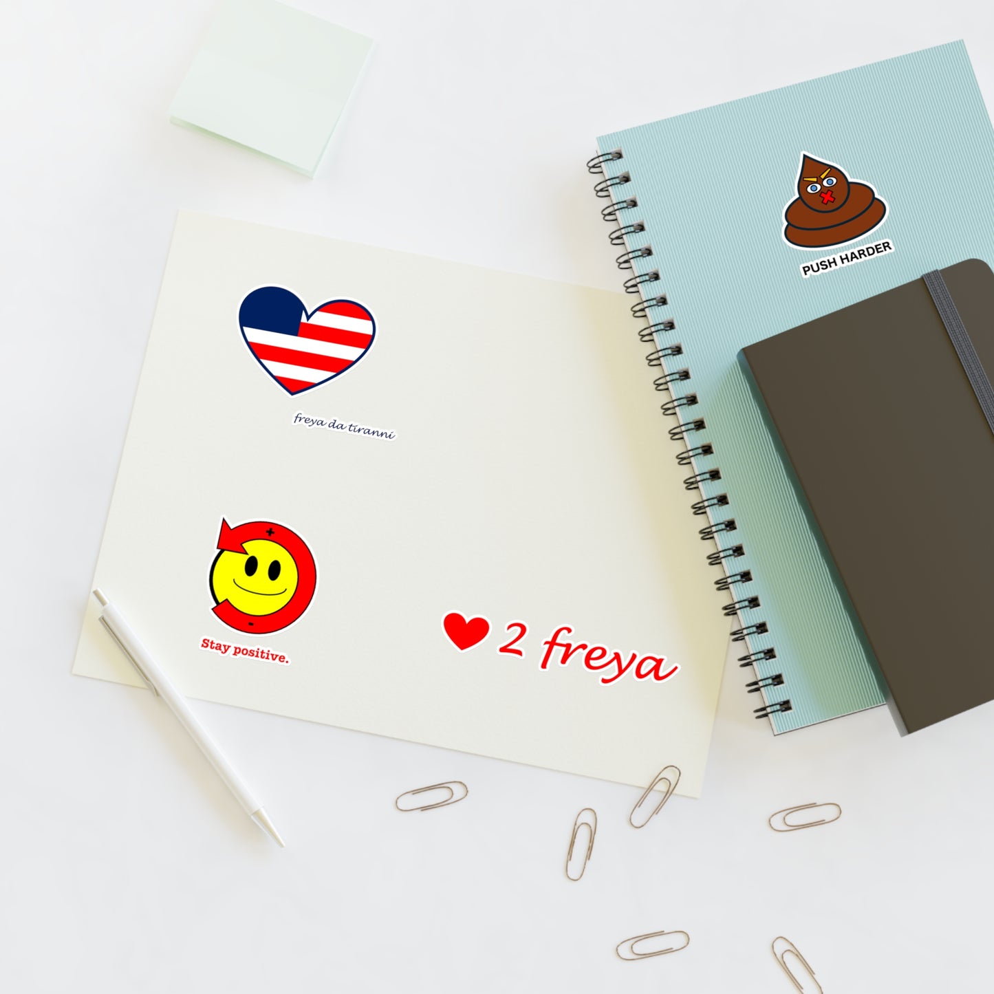 FDT Sticker Collection - Freedom Heart, Stay Positive, Push Harder, Love to Freya